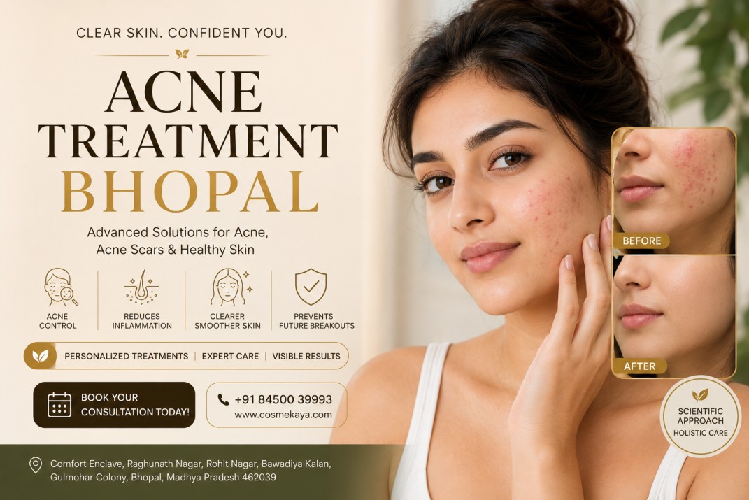 Advanced acne treatment procedure being safely performed at COSMEKAYA skin clinic in Bhopal.