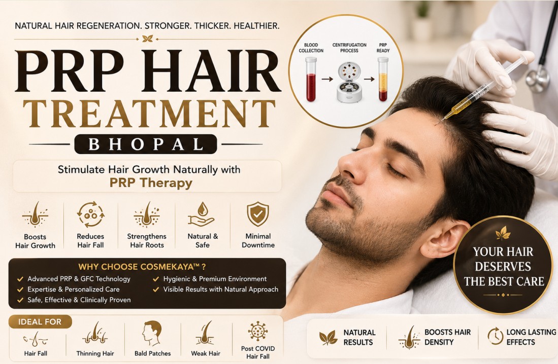 A medical practitioner safely performing an advanced PRP hair restoration procedure at COSMEKAYA clinical center in Bhopal.